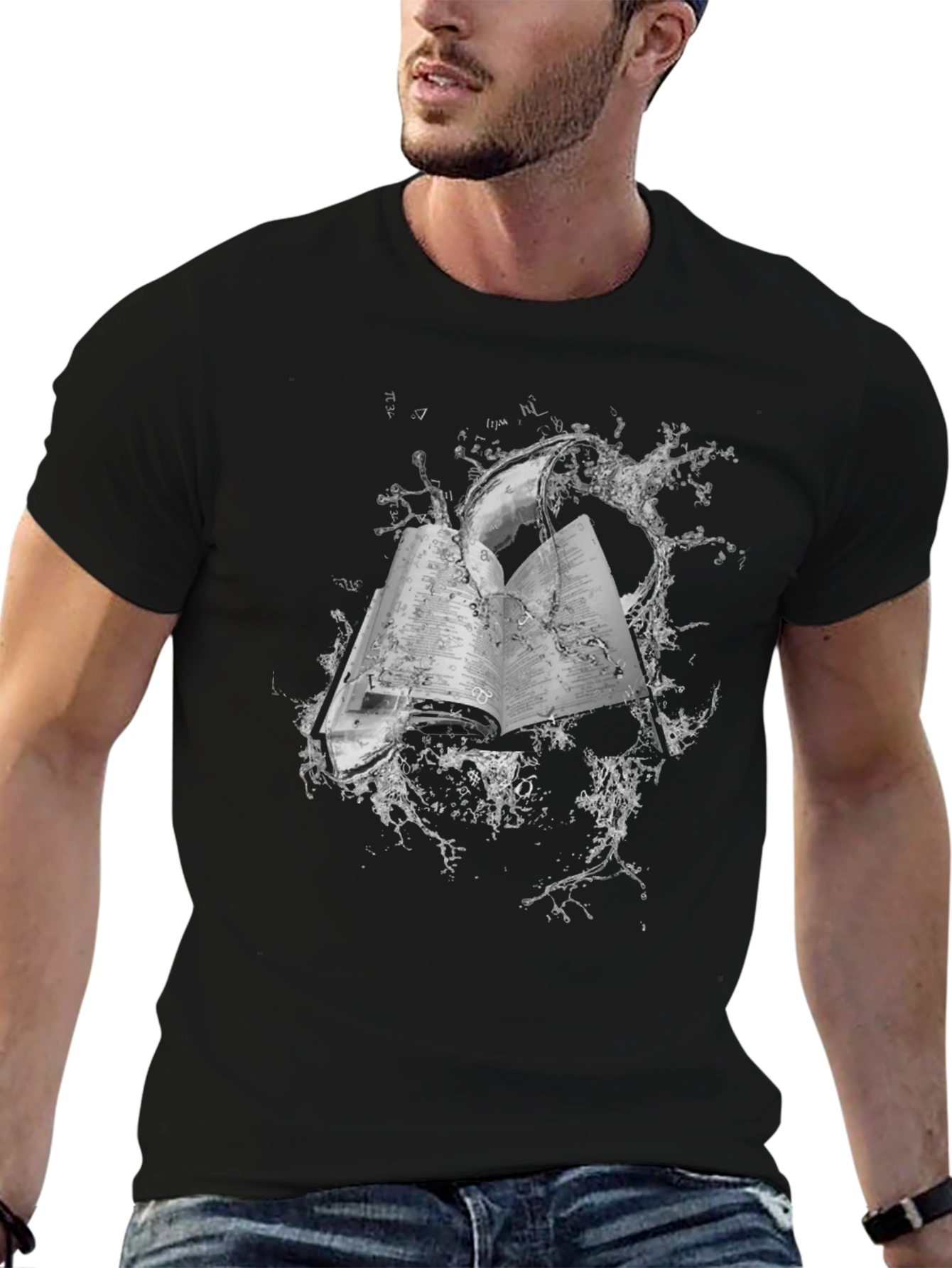 Mystic Tome Tee - Book & Water Splash Design