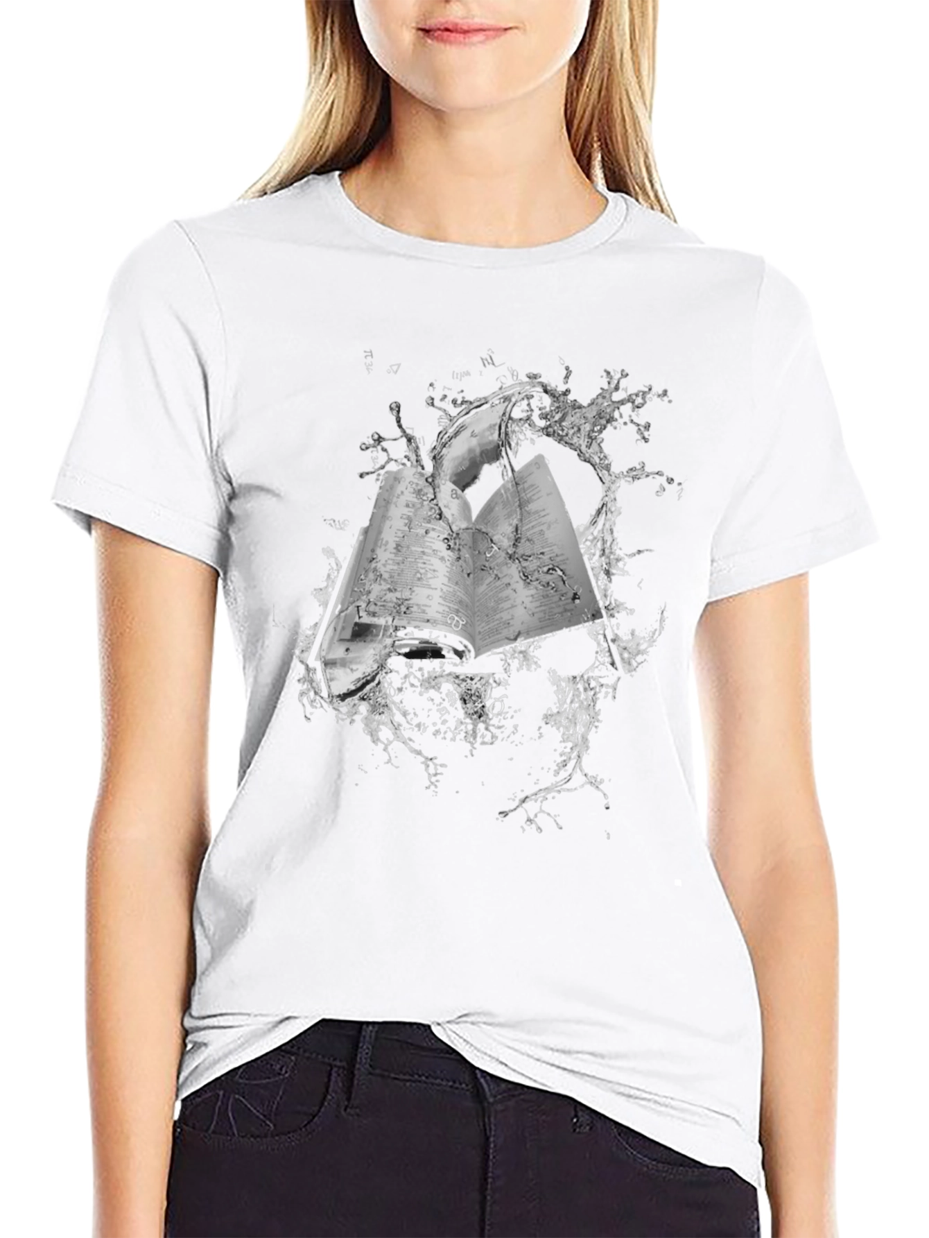 Mystic Tome Tee - Book & Water Splash Design