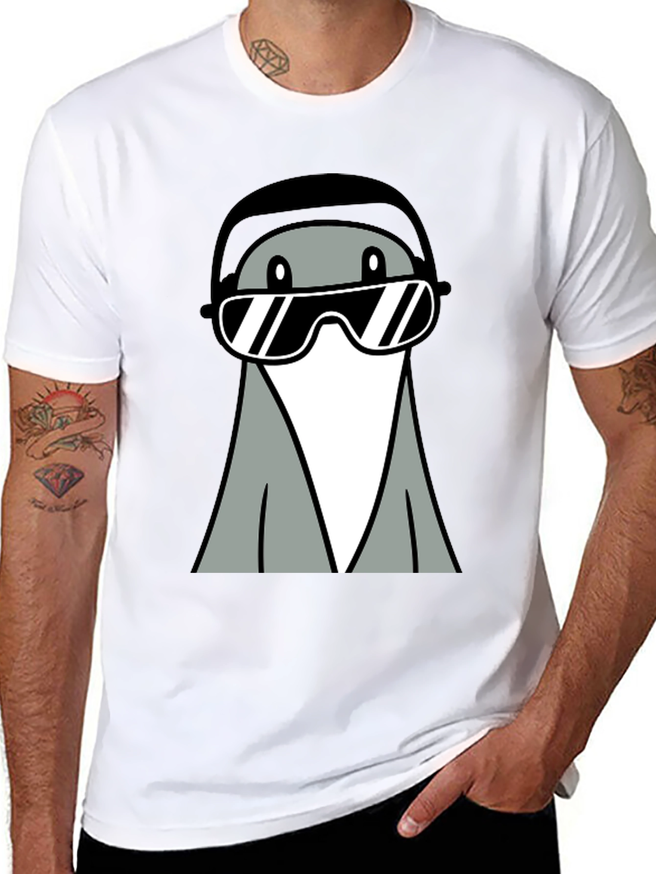 Cool Gray Cartoon Character Tee