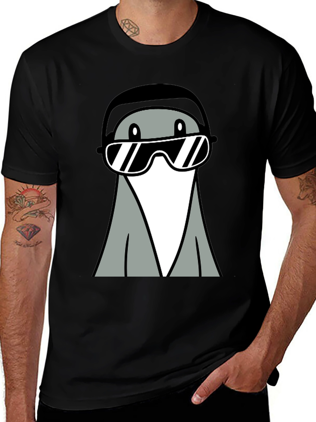 Cool Gray Cartoon Character Tee