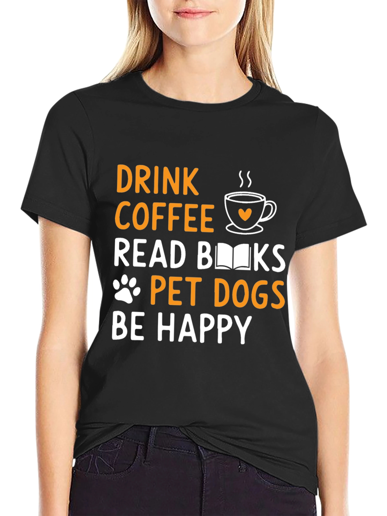 Drink Coffee Read Books Pet Dogs T-Shirt