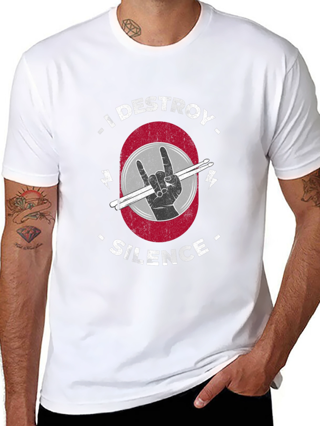 I Destroy Silence Rock Hand Drummer T-Shirt