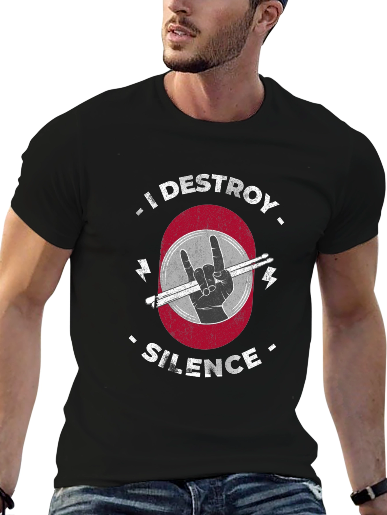 I Destroy Silence Rock Hand Drummer T-Shirt