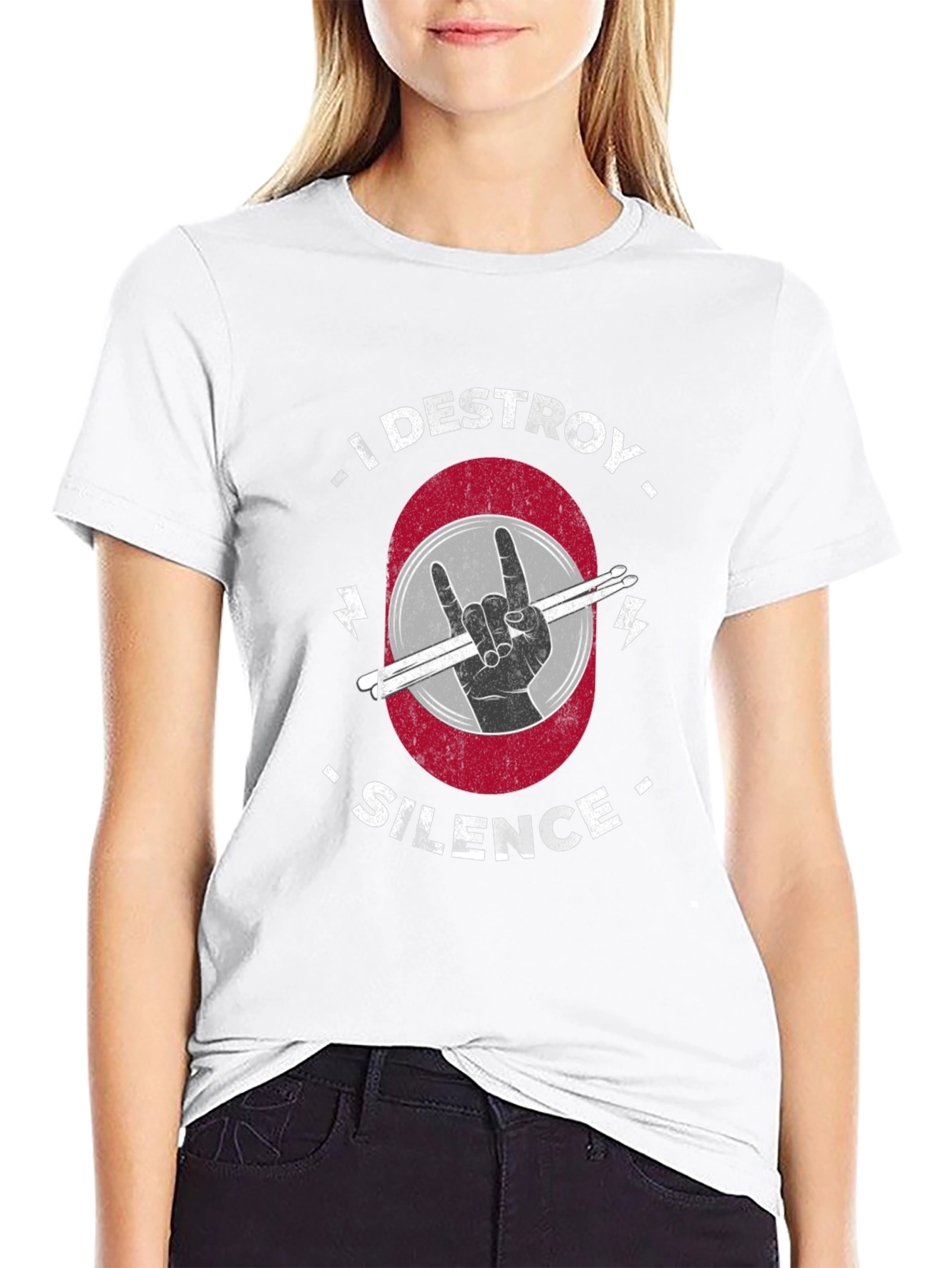 I Destroy Silence Rock Hand Drummer T-Shirt