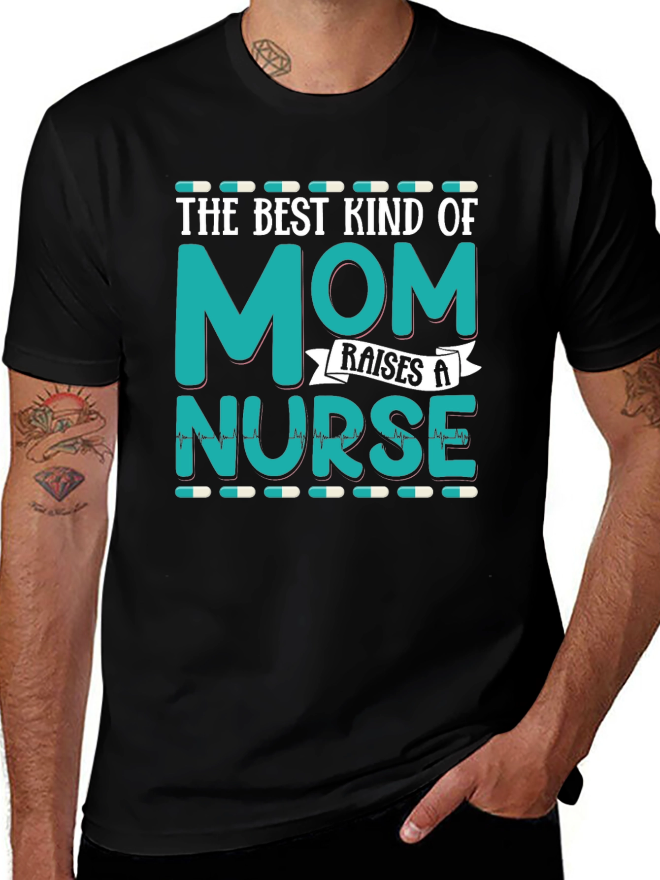 Best Kind of Mom Raises a Nurse Black T-Shirt