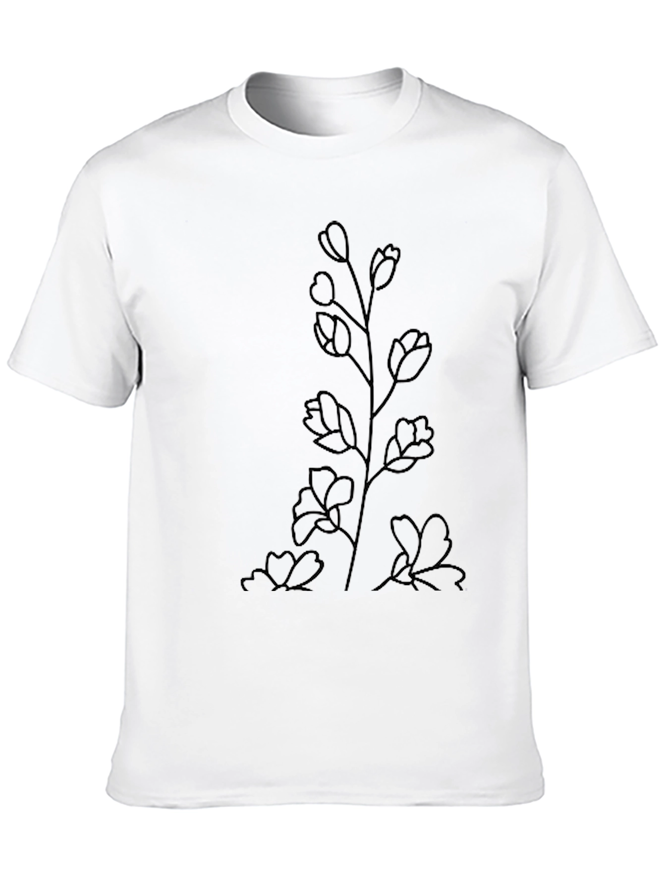 Black Floral Outline Graphic Tee
