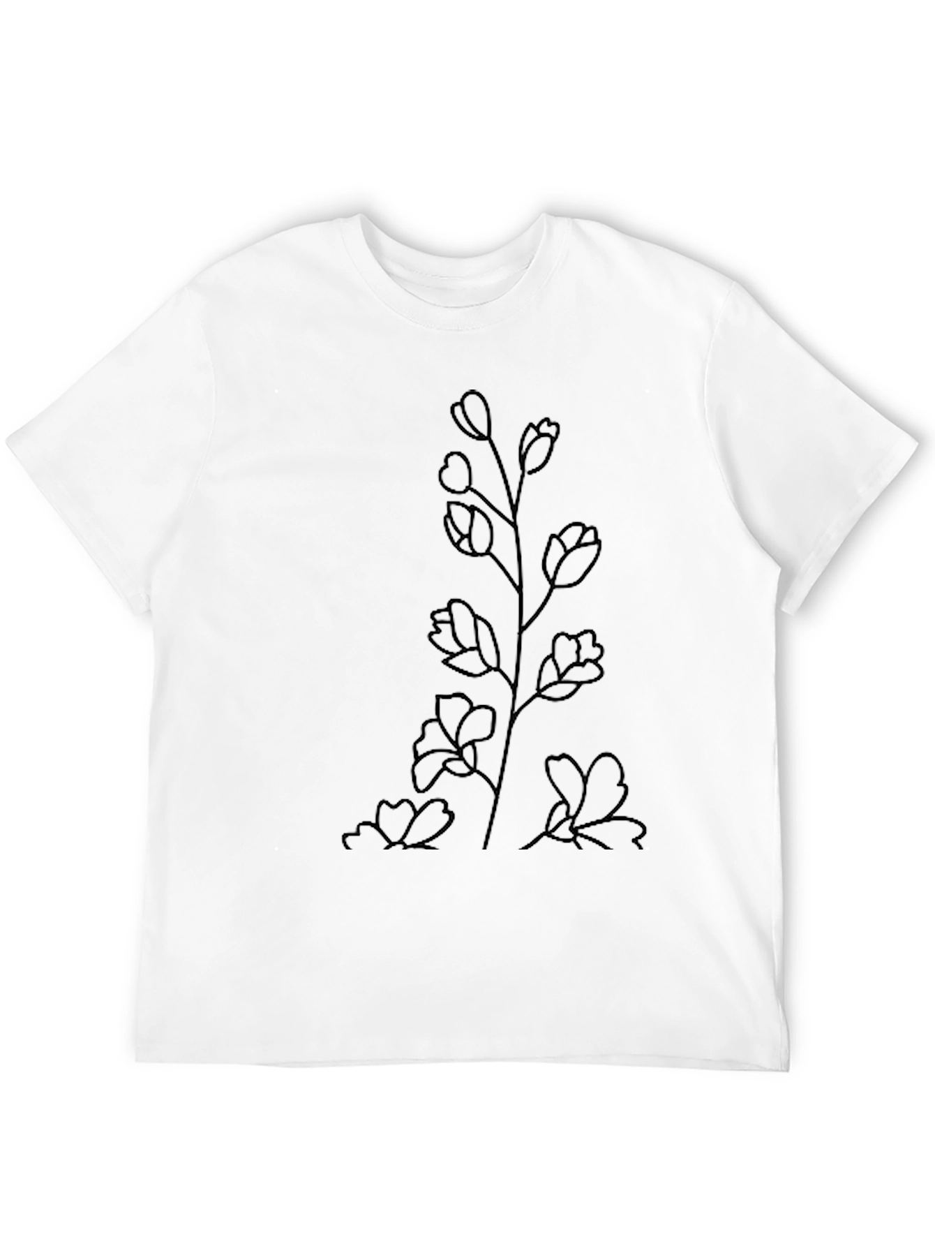 Black Floral Outline Graphic Tee