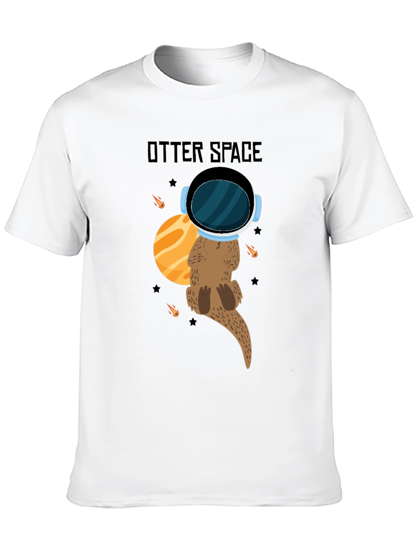 Otter Space Black T-Shirt - Cute Space Animal Tee