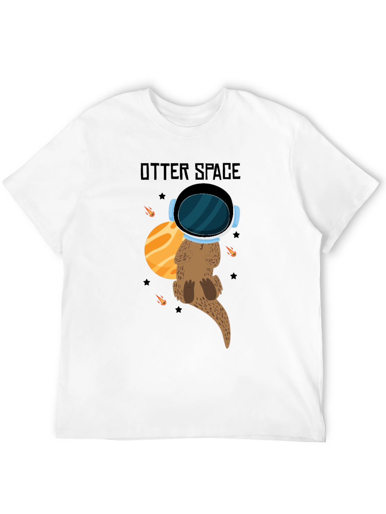 Otter Space Black T-Shirt - Cute Space Animal Tee