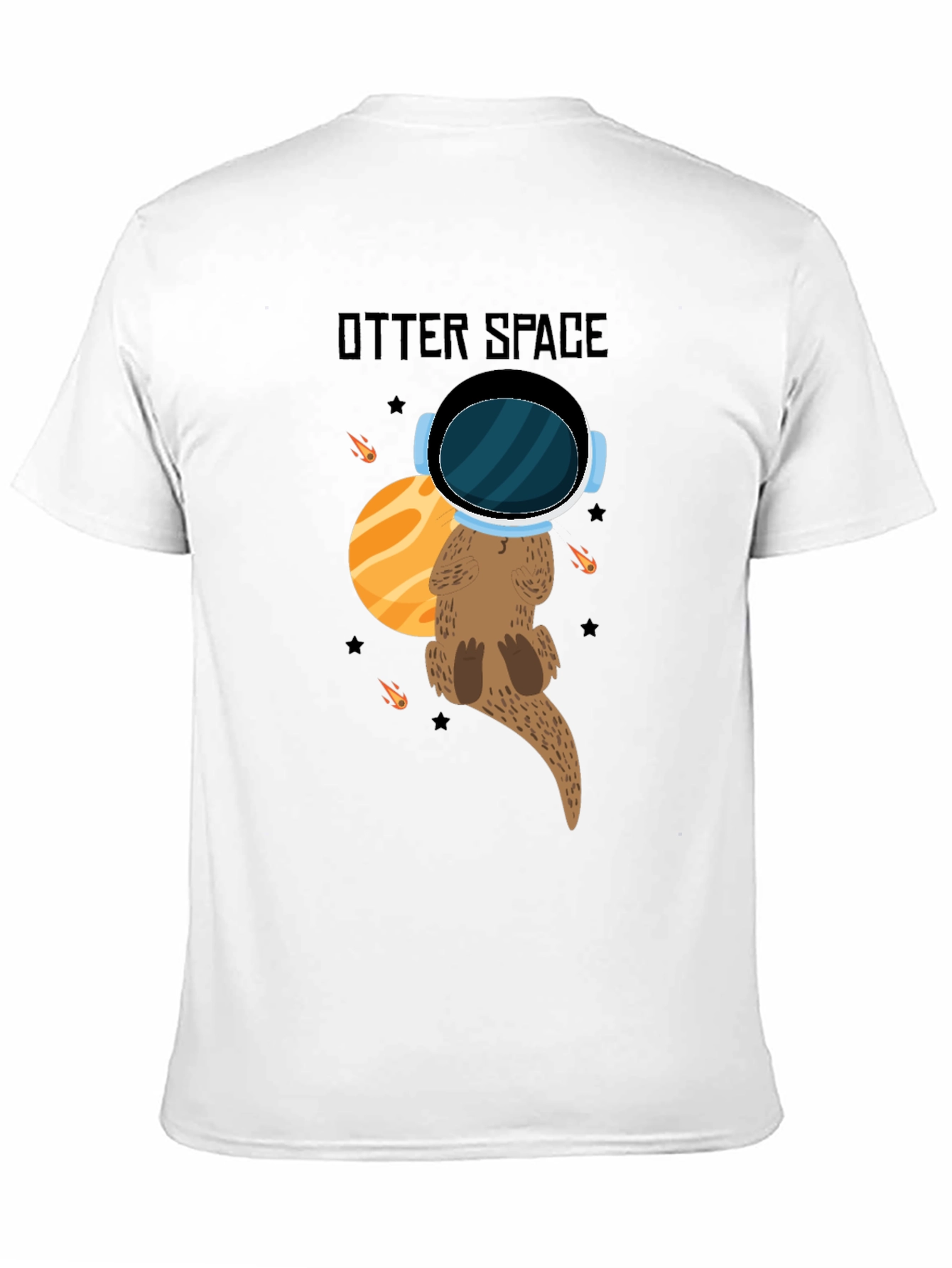 Otter Space Black T-Shirt - Cute Space Animal Tee