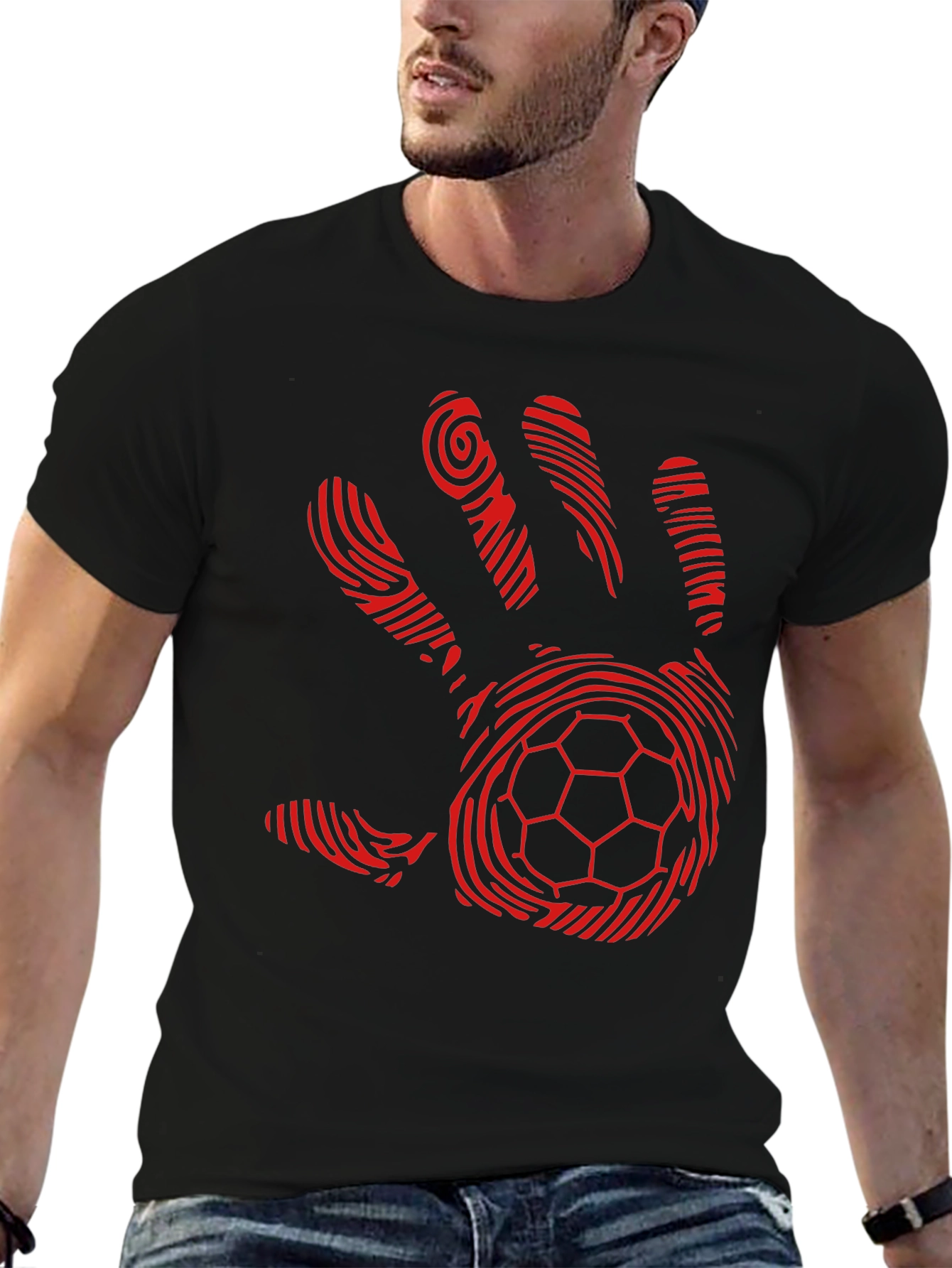 Handprint Soccer Ball Graphic T-Shirt