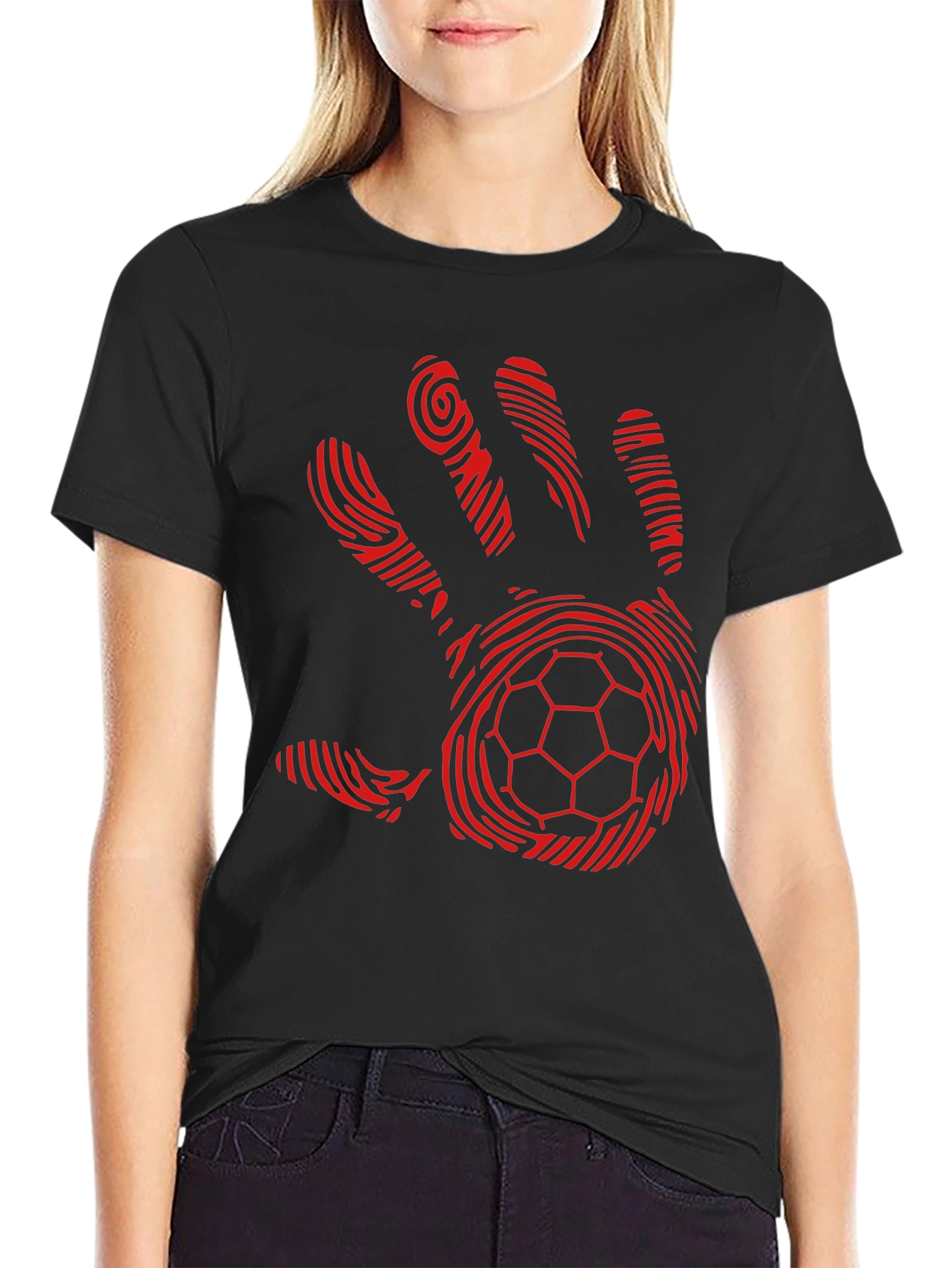 Handprint Soccer Ball Graphic T-Shirt