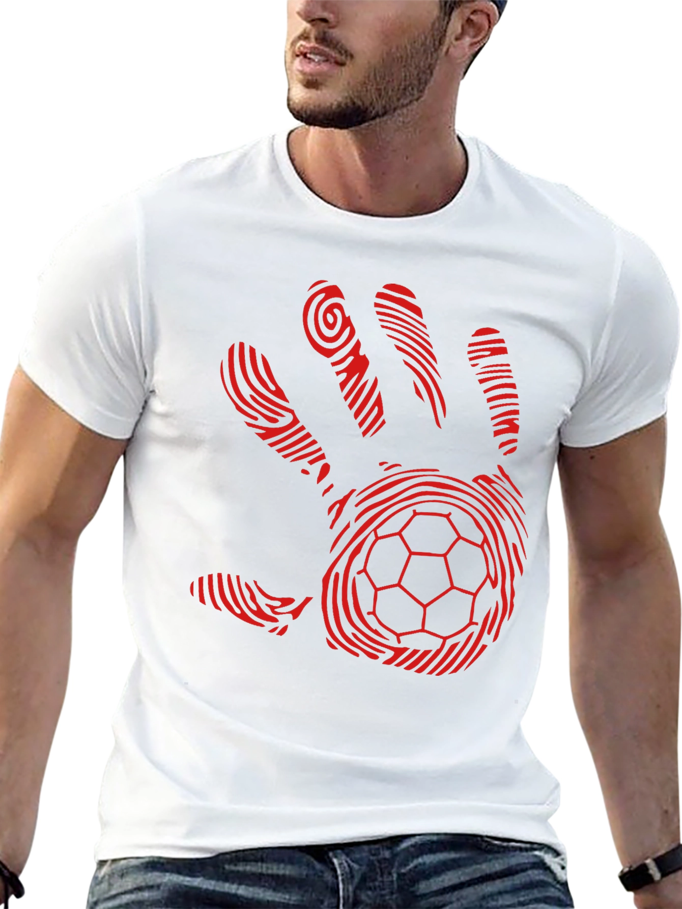 Handprint Soccer Ball Graphic T-Shirt