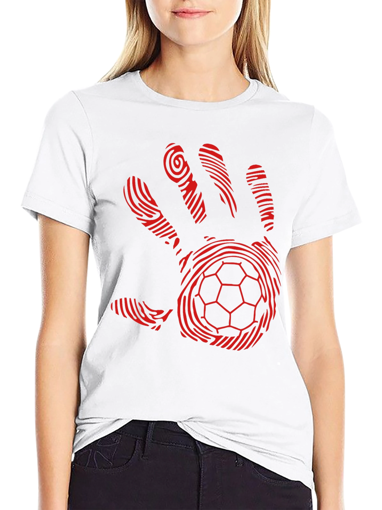 Handprint Soccer Ball Graphic T-Shirt