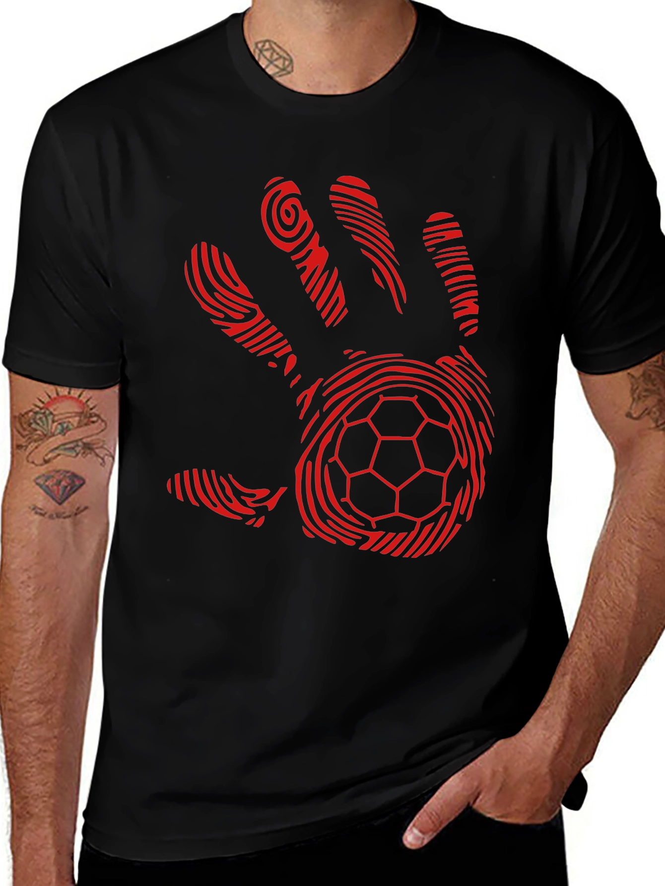 Handprint Soccer Ball Graphic T-Shirt
