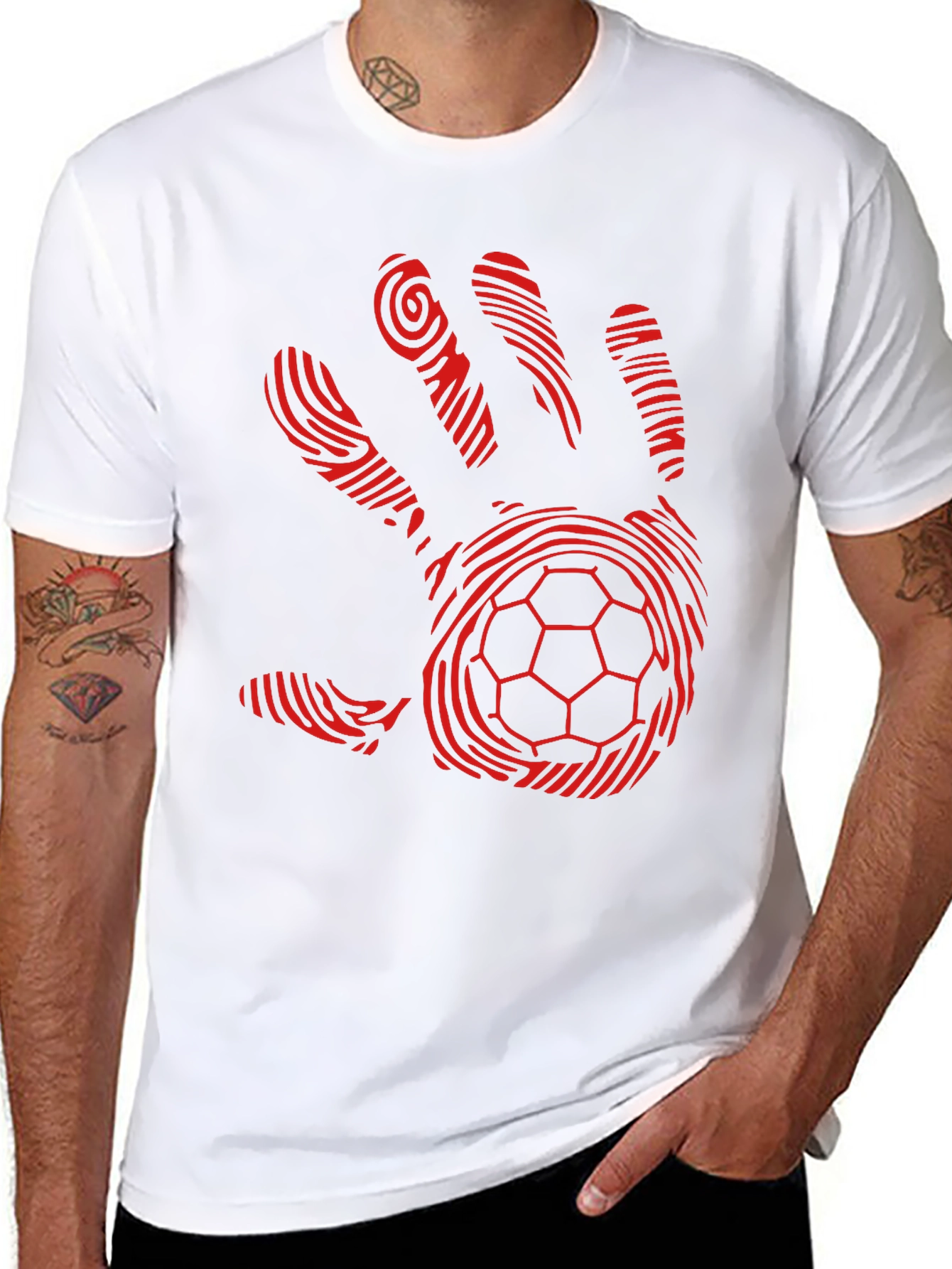 Handprint Soccer Ball Graphic T-Shirt