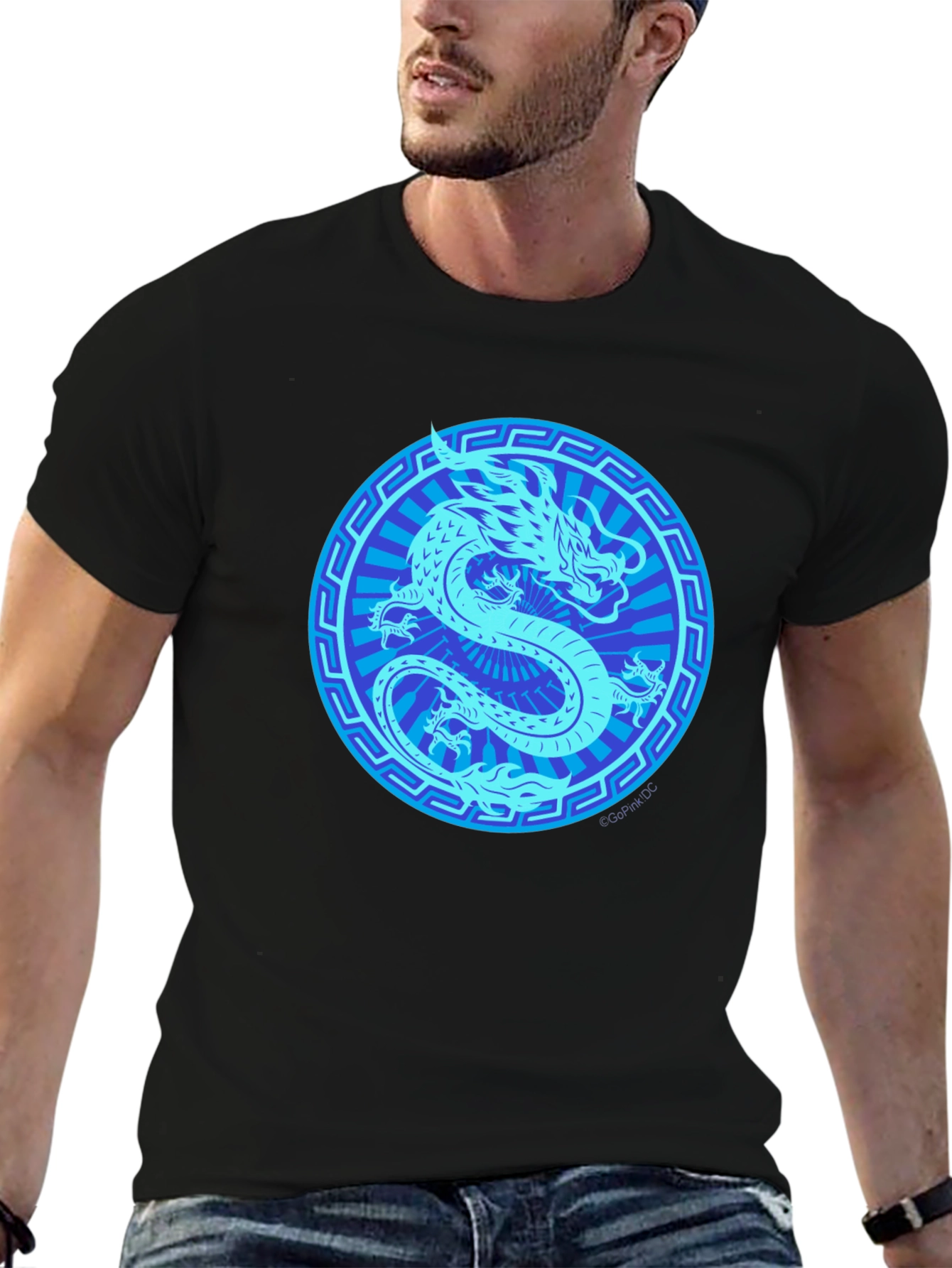 Mens Black Dragon Graphic T-Shirt