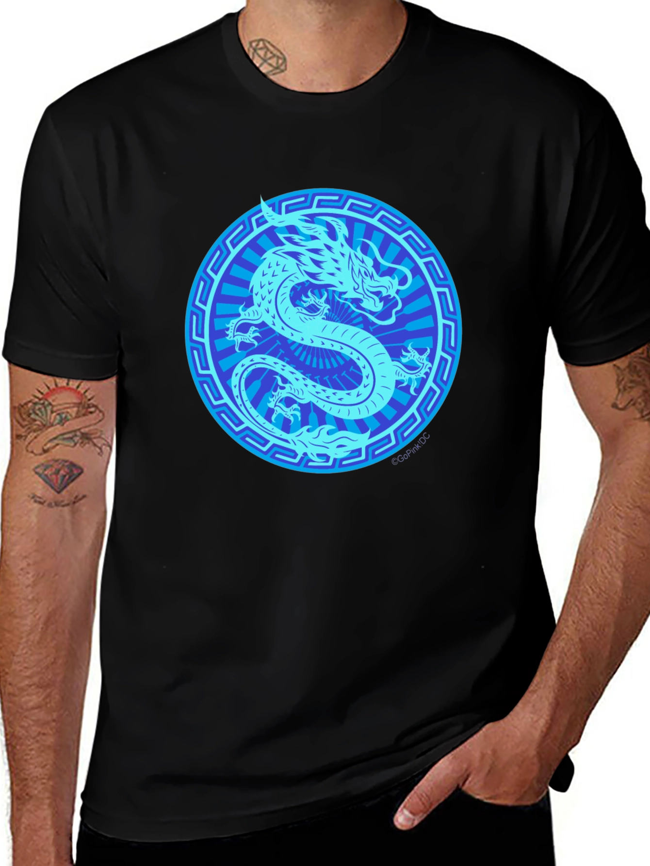 Mens Black Dragon Graphic T-Shirt