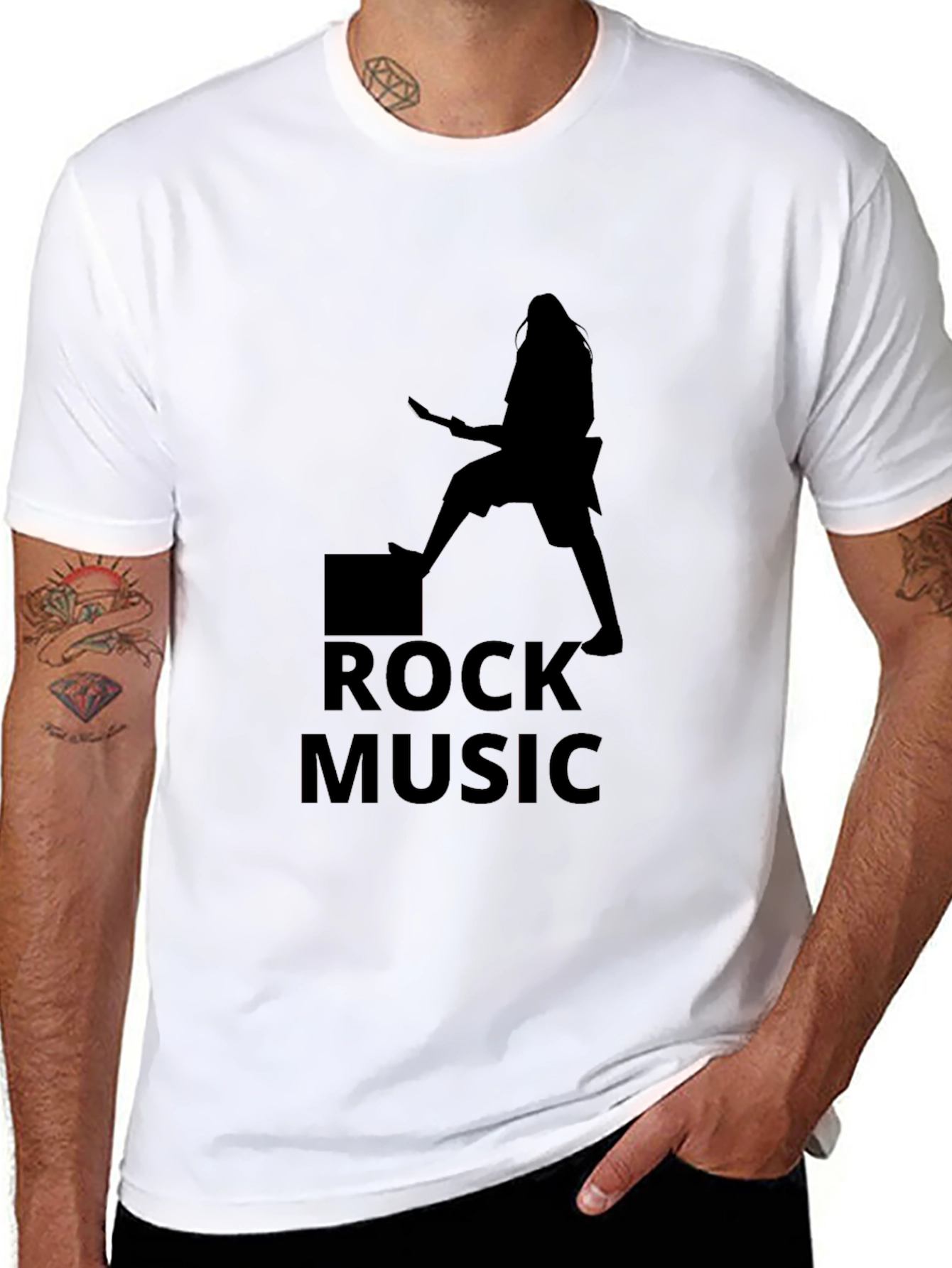 Rock Music Graphic Tee - Black Casual T-Shirt