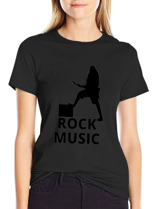 Rock Music Graphic Tee - Black Casual T-Shirt