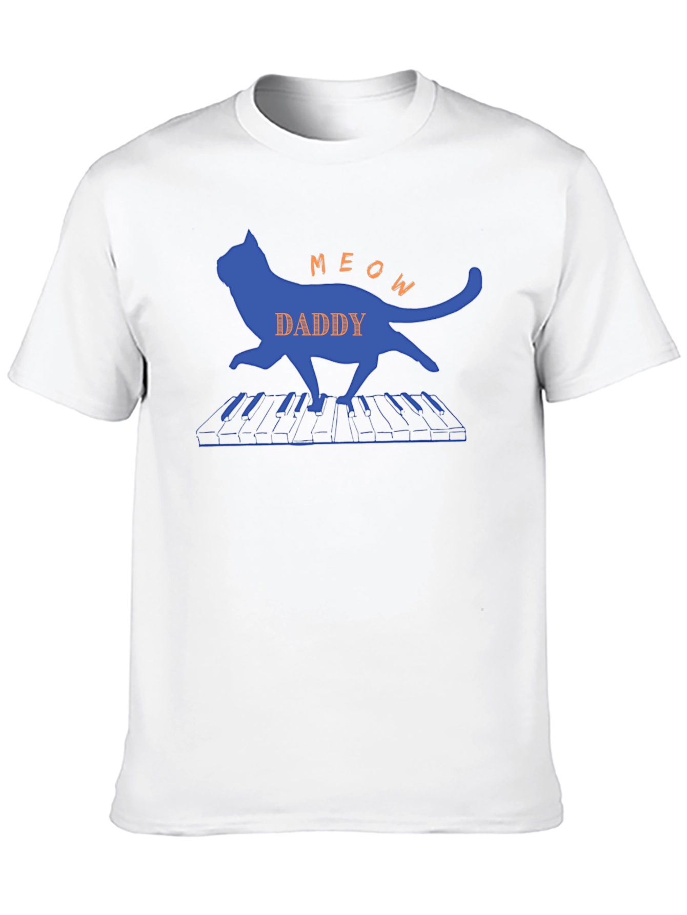 Meow Daddy Cat Playing Piano T-Shirt - Black