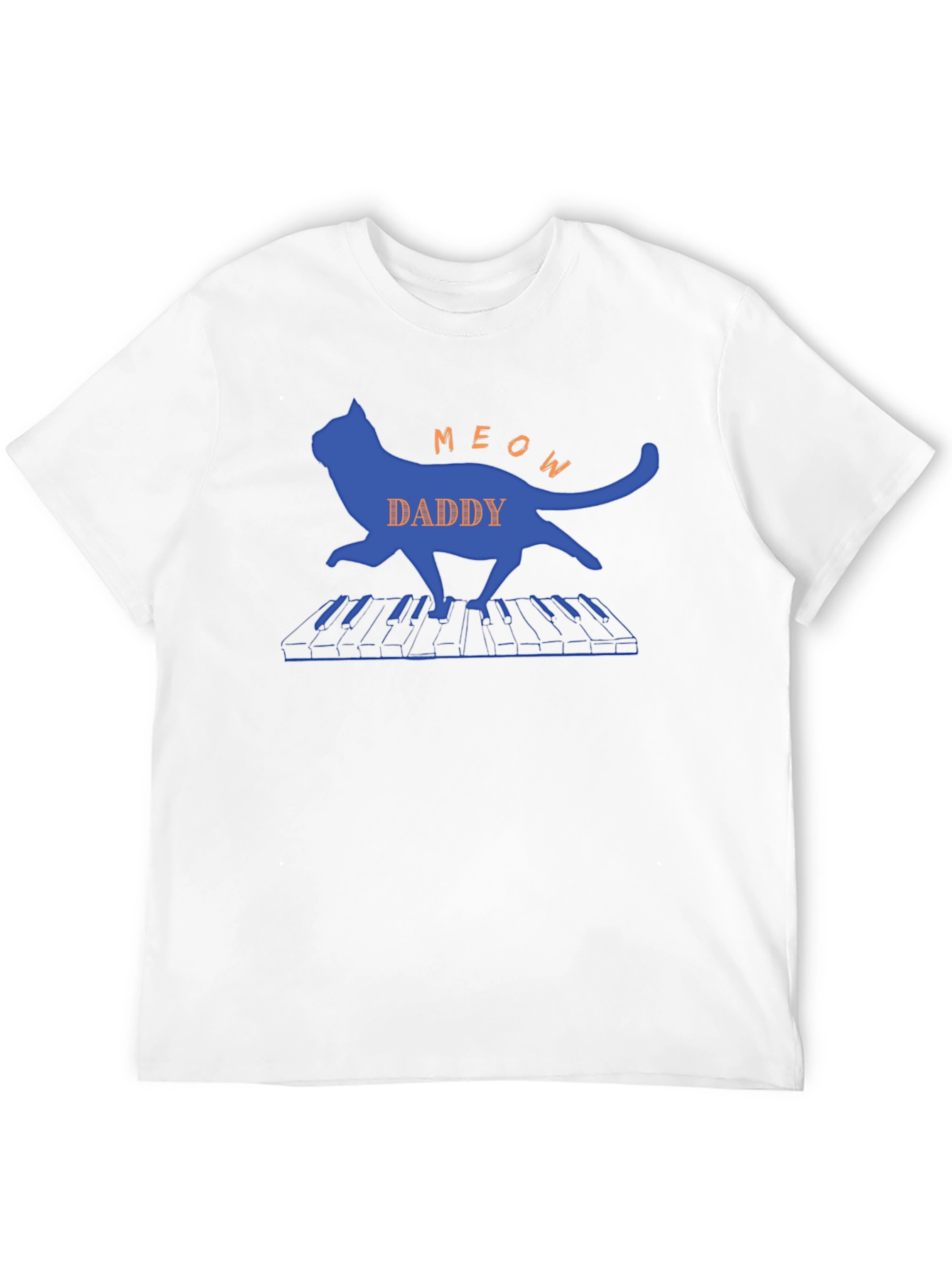 Meow Daddy Cat Playing Piano T-Shirt - Black