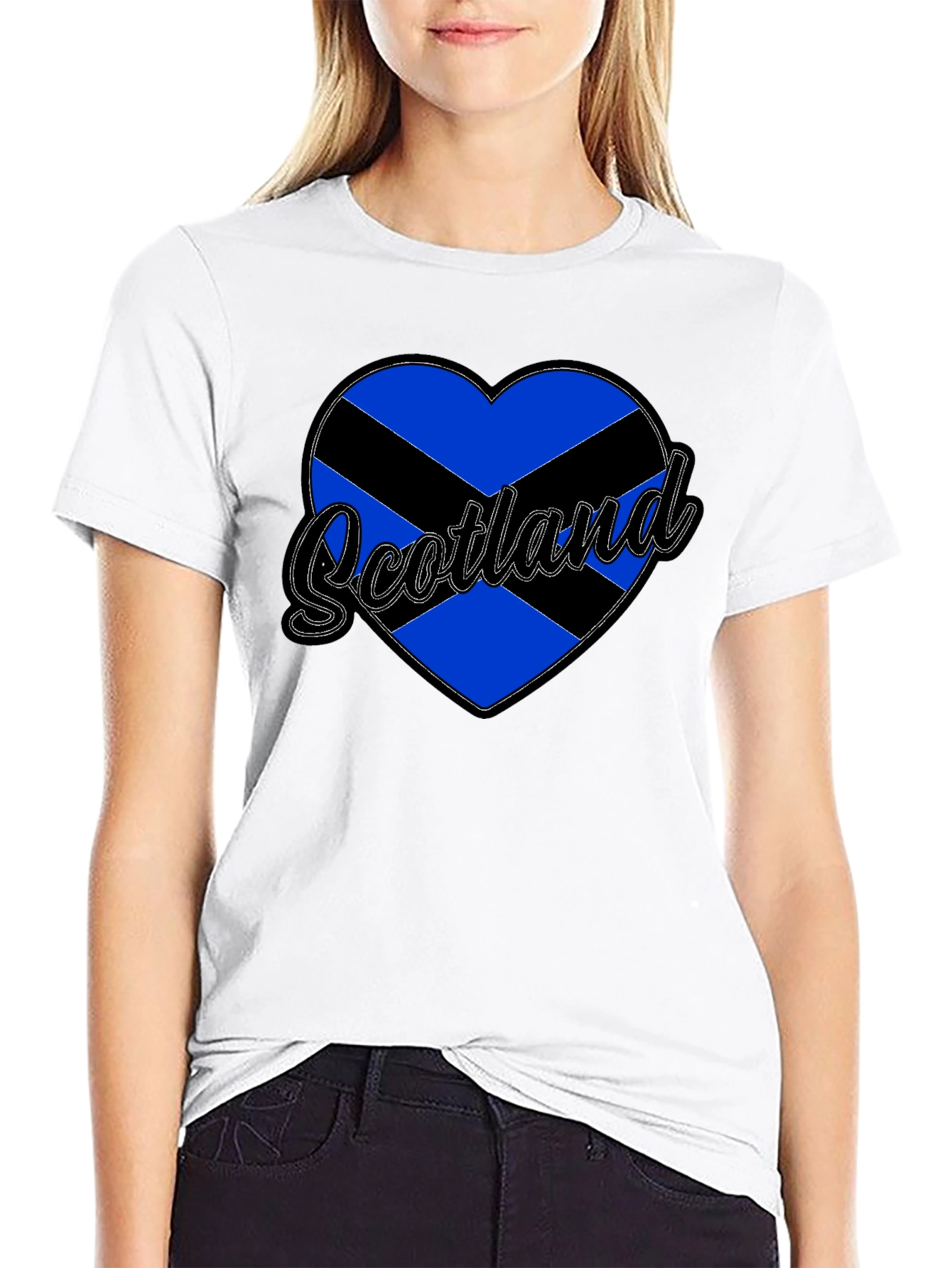 Scotland Heart Flag T-Shirt - Black