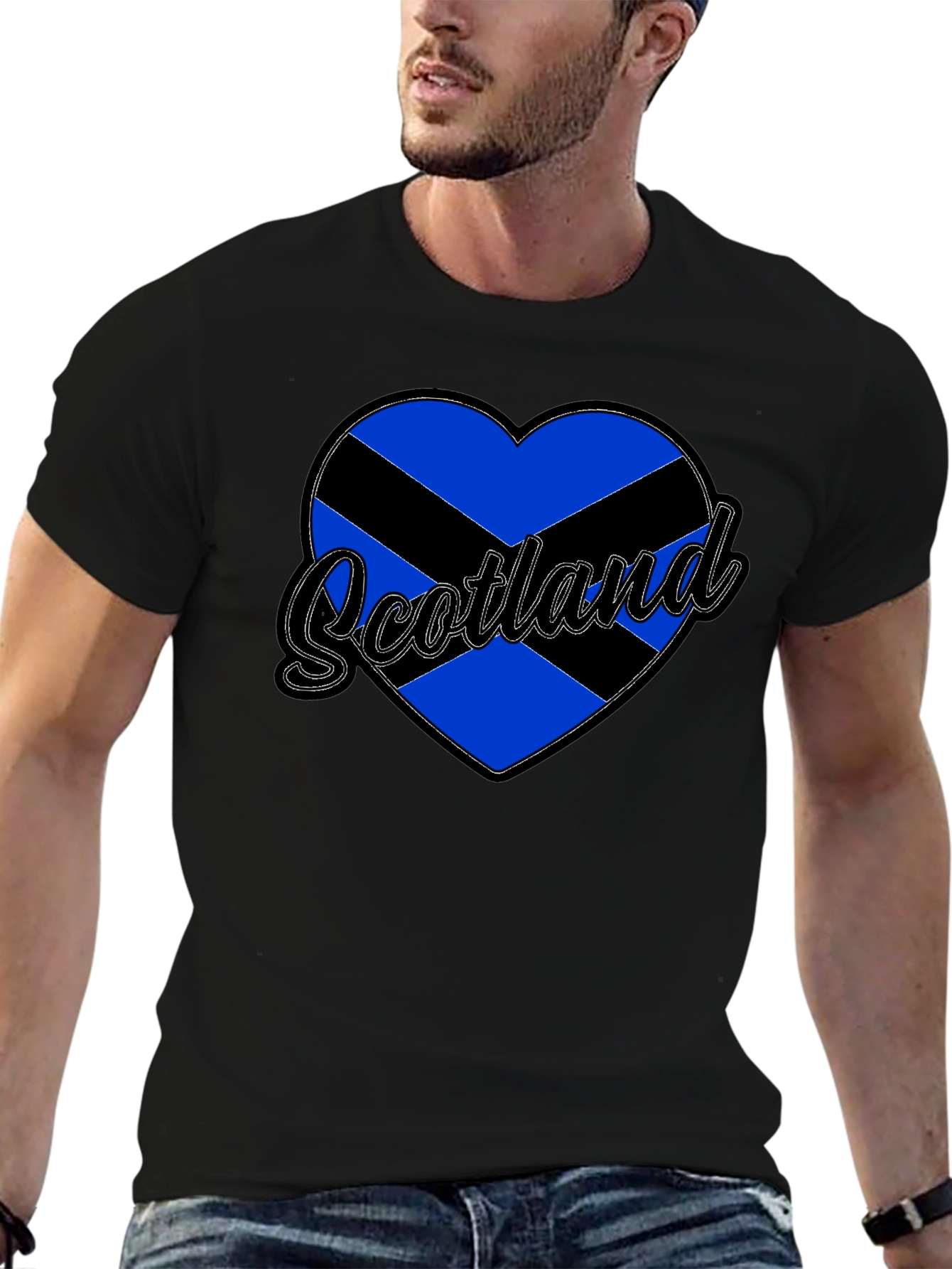 Scotland Heart Flag T-Shirt - Black