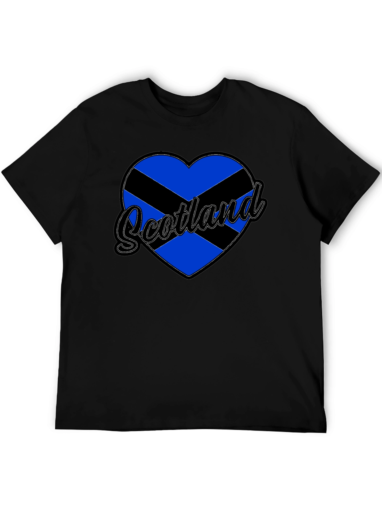 Scotland Heart Flag T-Shirt - Black