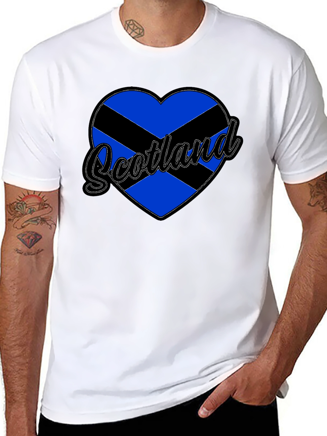 Scotland Heart Flag T-Shirt - Black