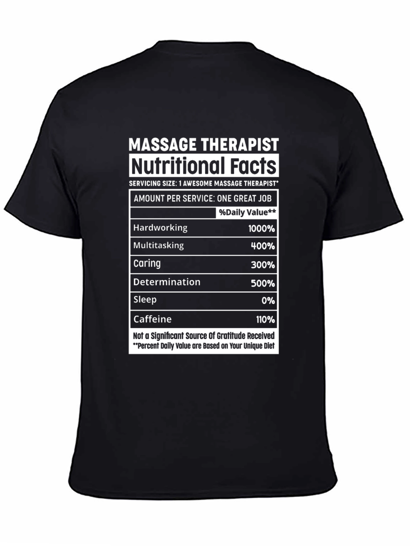 Massage Therapist Nutritional Facts T-Shirt