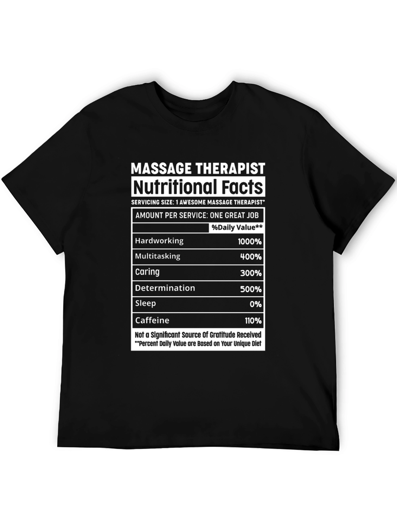 Massage Therapist Nutritional Facts T-Shirt