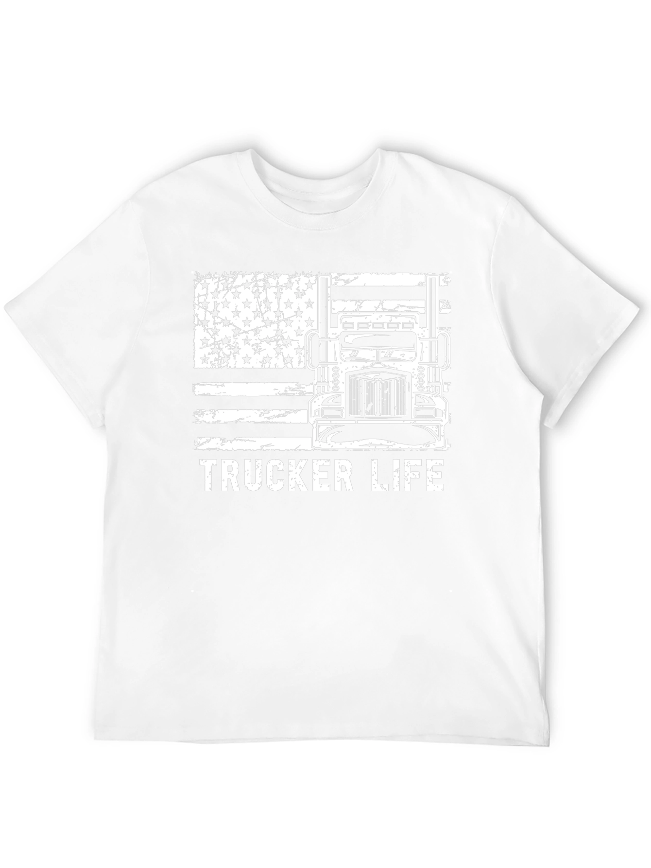 Trucker Life T-Shirt - American Flag Design