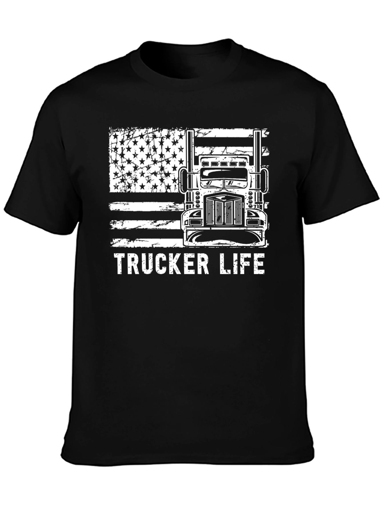 Trucker Life T-Shirt - American Flag Design