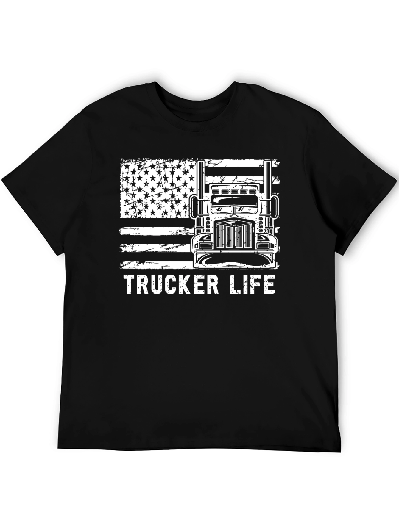Trucker Life T-Shirt - American Flag Design