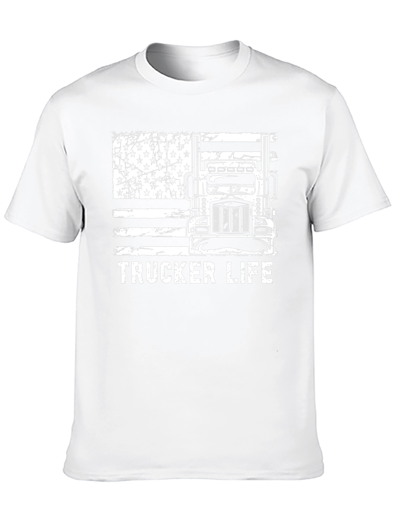 Trucker Life T-Shirt - American Flag Design