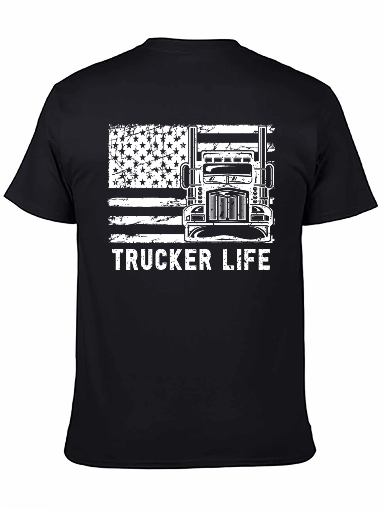 Trucker Life T-Shirt - American Flag Design