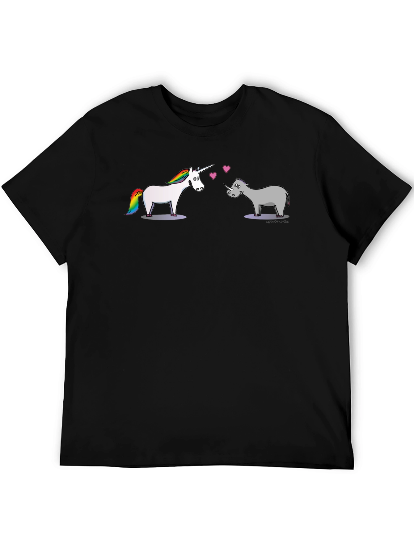 Unicorn Rhino Love Black T-Shirt