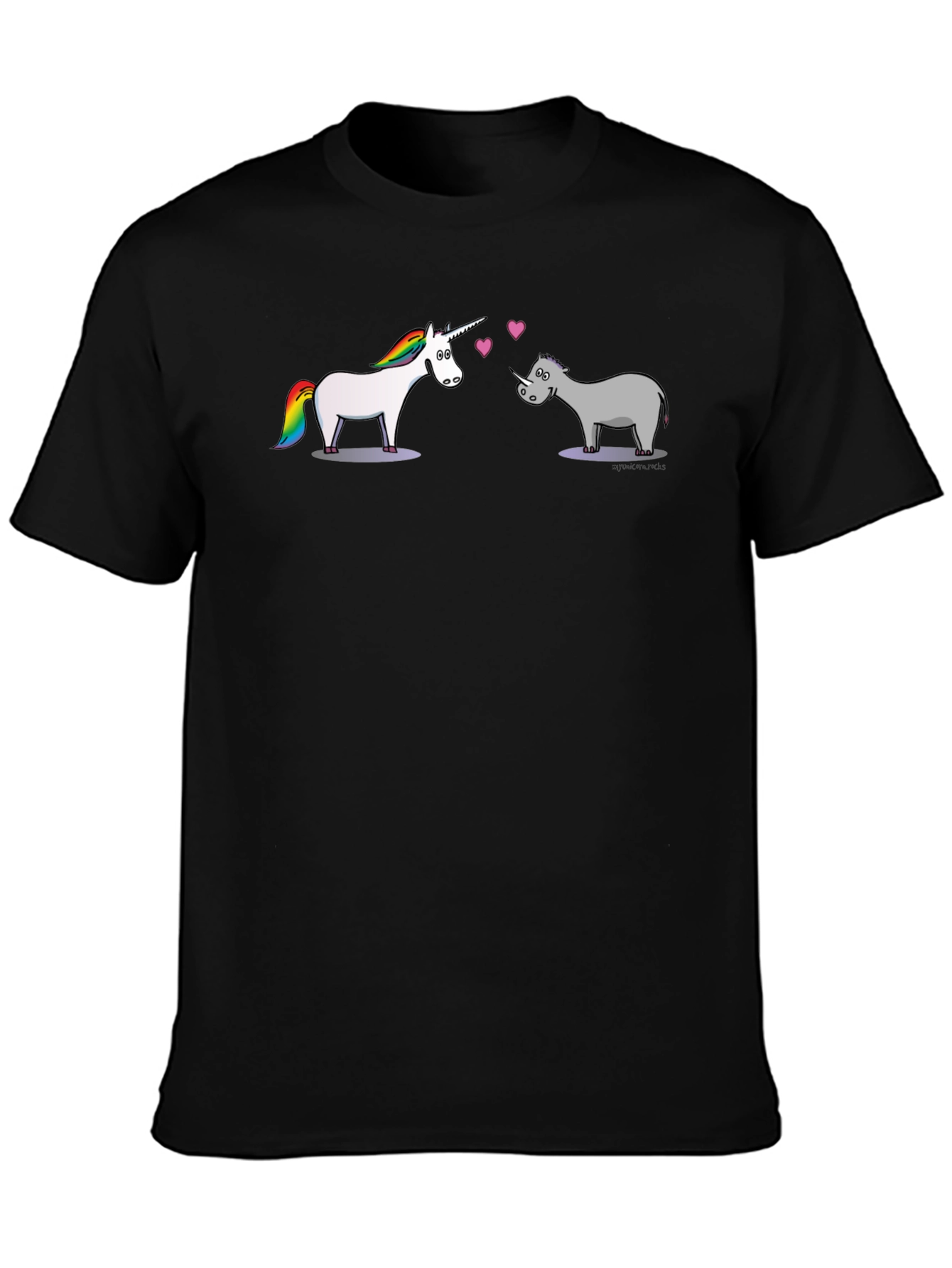Unicorn Rhino Love Black T-Shirt
