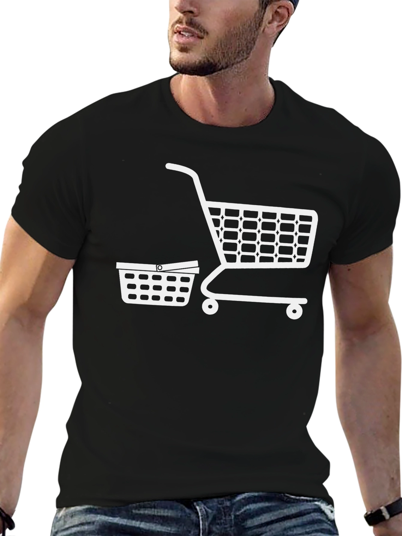 Shopping Cart T-Shirt - Black Cotton Tee