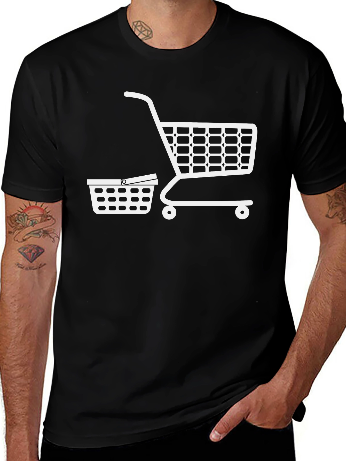 Shopping Cart T-Shirt - Black Cotton Tee