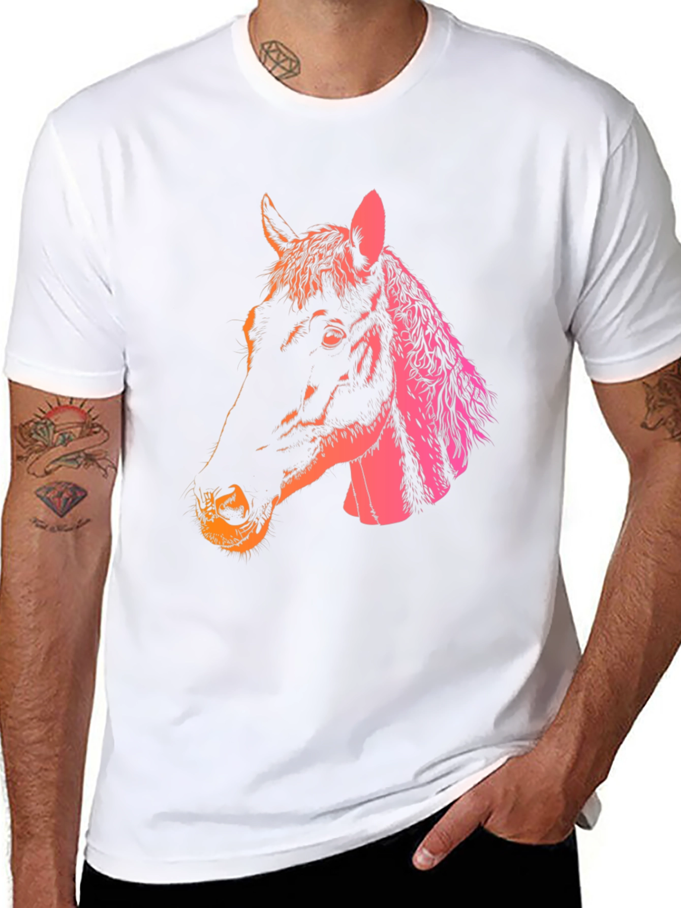 Horse Head Graphic Tee - Gradient Print