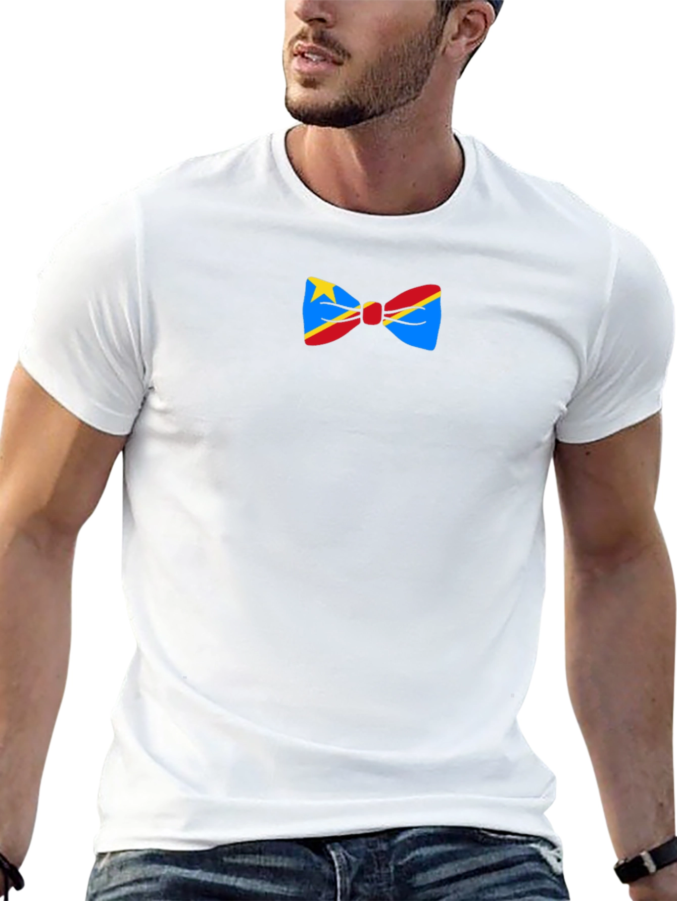 Novelty Bow Tie Graphic Black T-Shirt