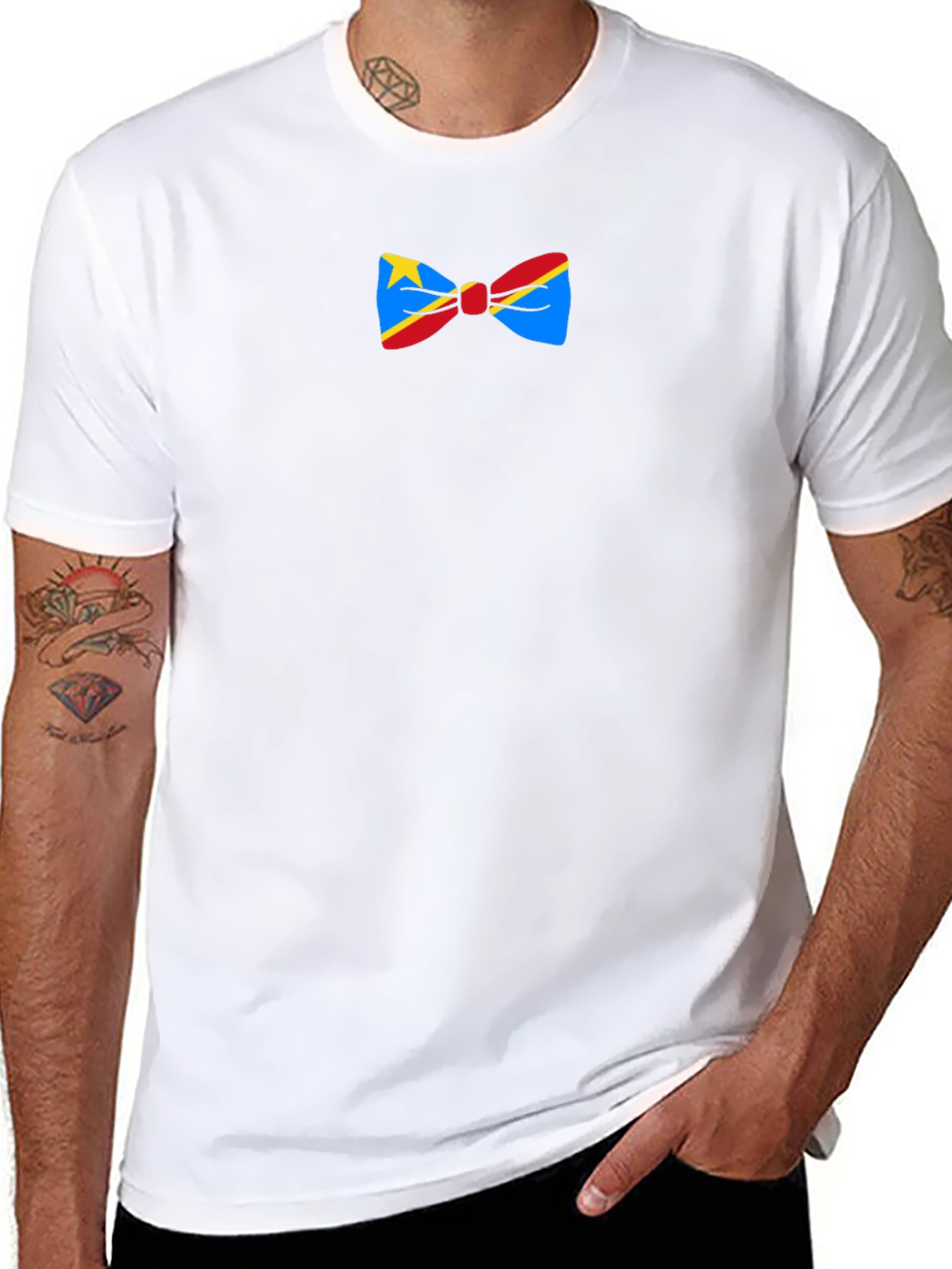 Novelty Bow Tie Graphic Black T-Shirt