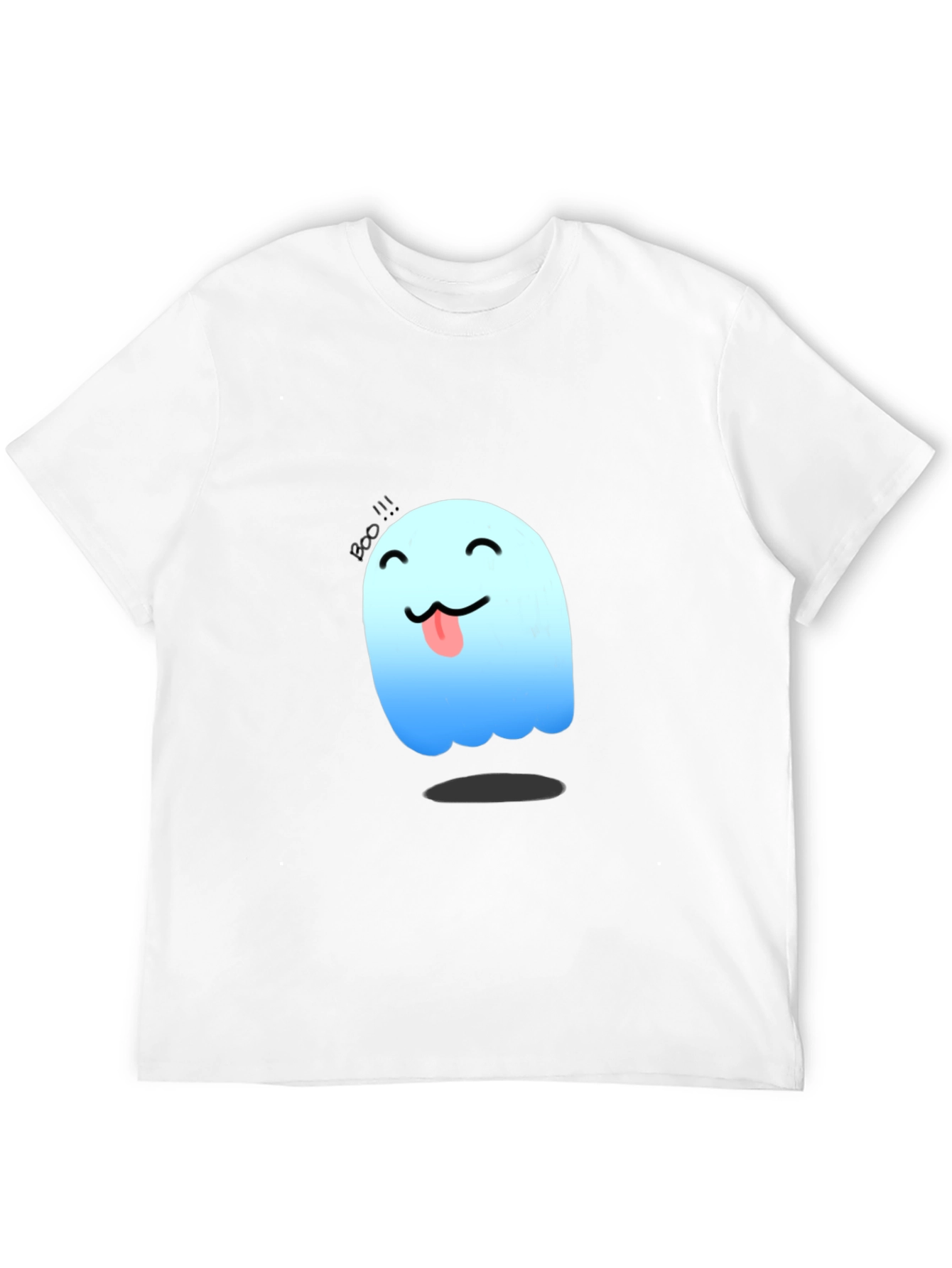 Cute Ghost Graphic Tee - Black Cotton T-Shirt