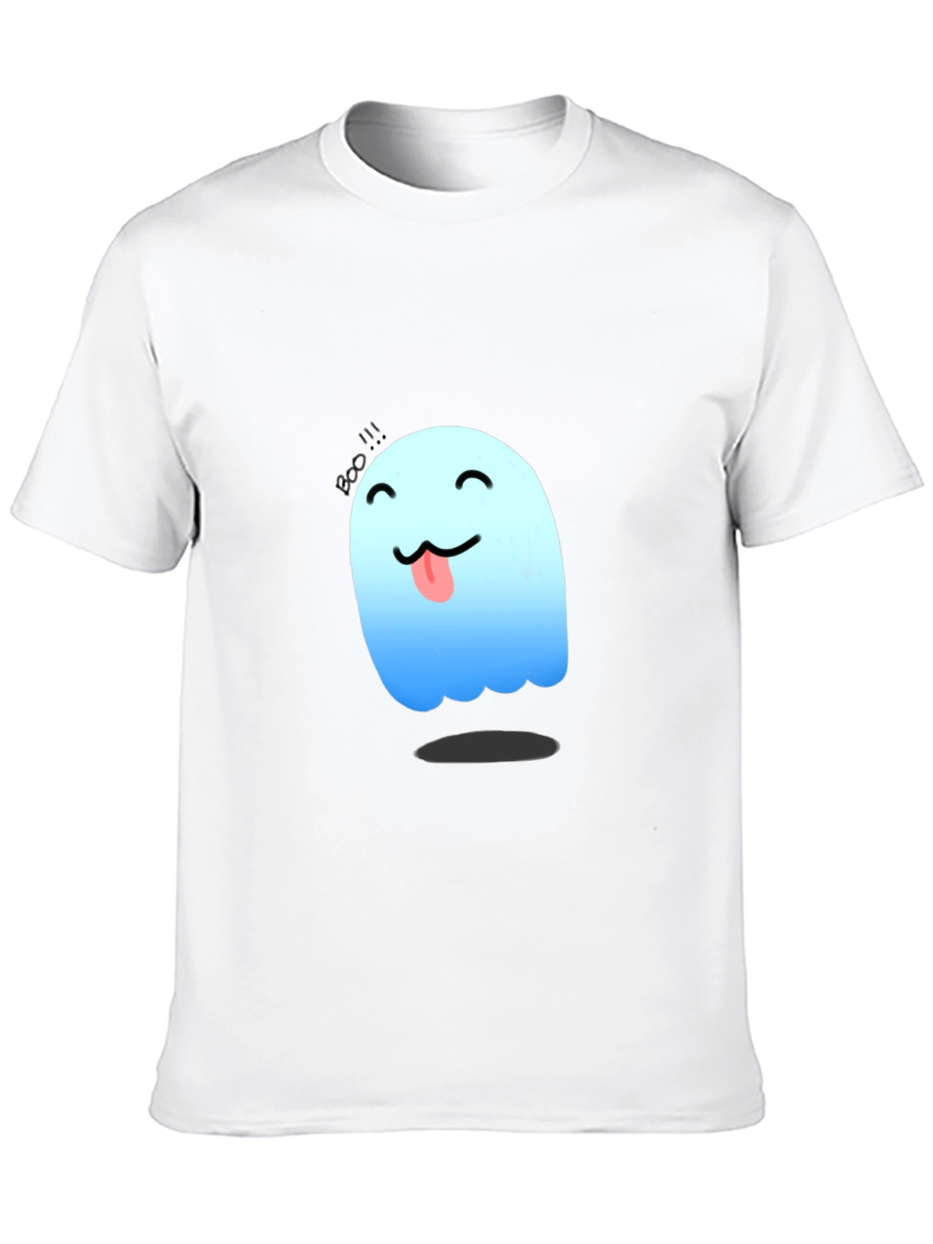Cute Ghost Graphic Tee - Black Cotton T-Shirt