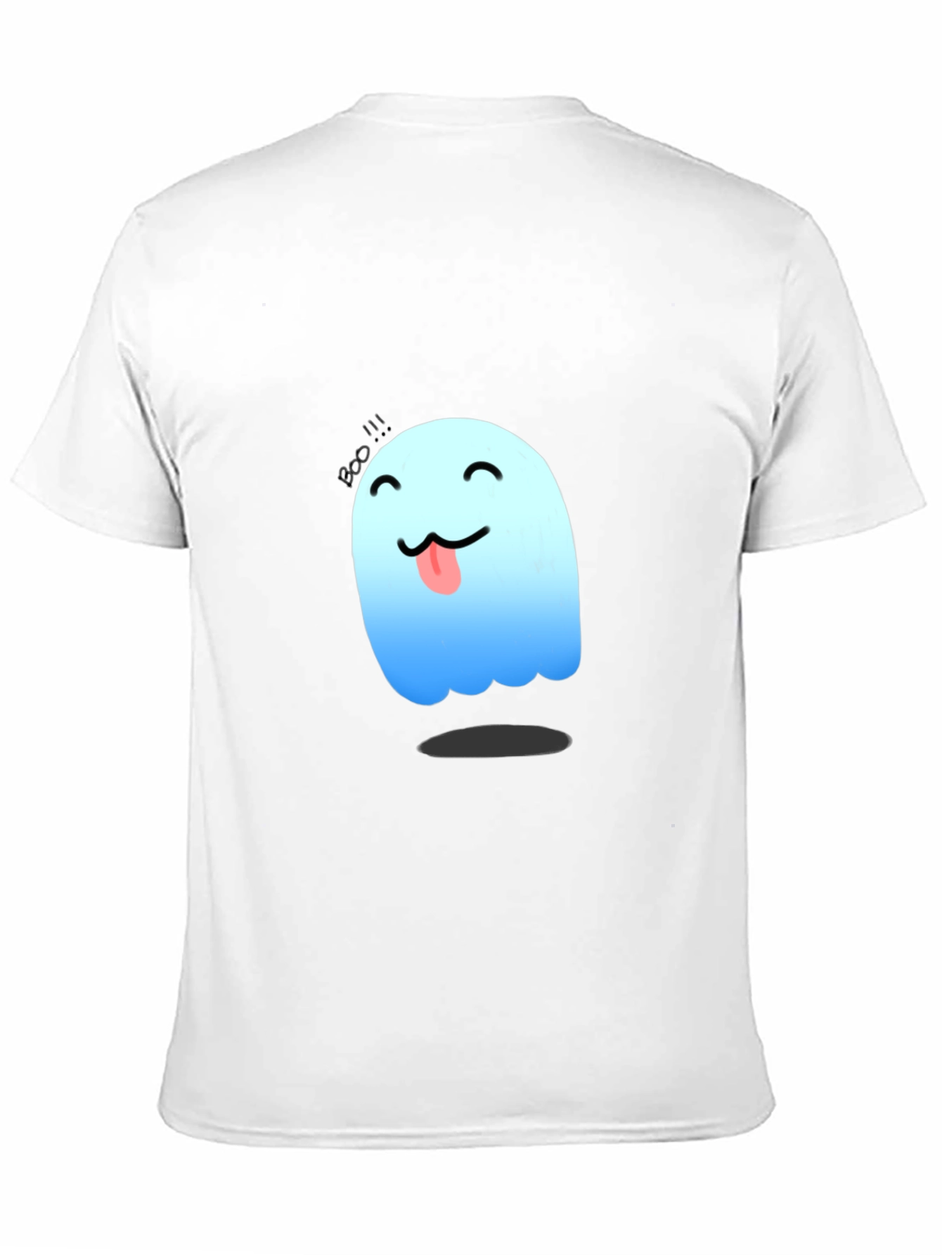 Cute Ghost Graphic Tee - Black Cotton T-Shirt