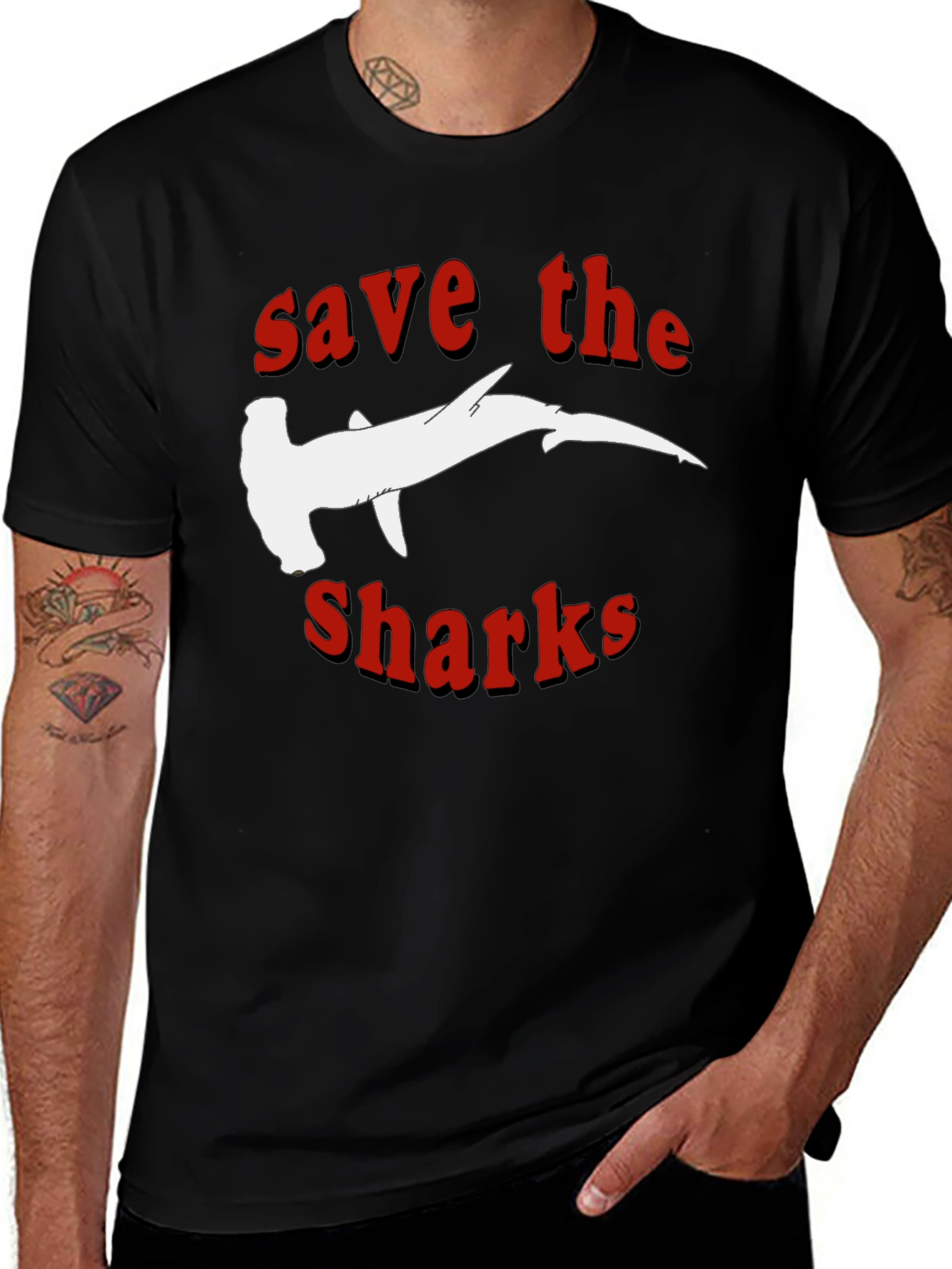 Save The Sharks T-Shirt - Hammerhead Design