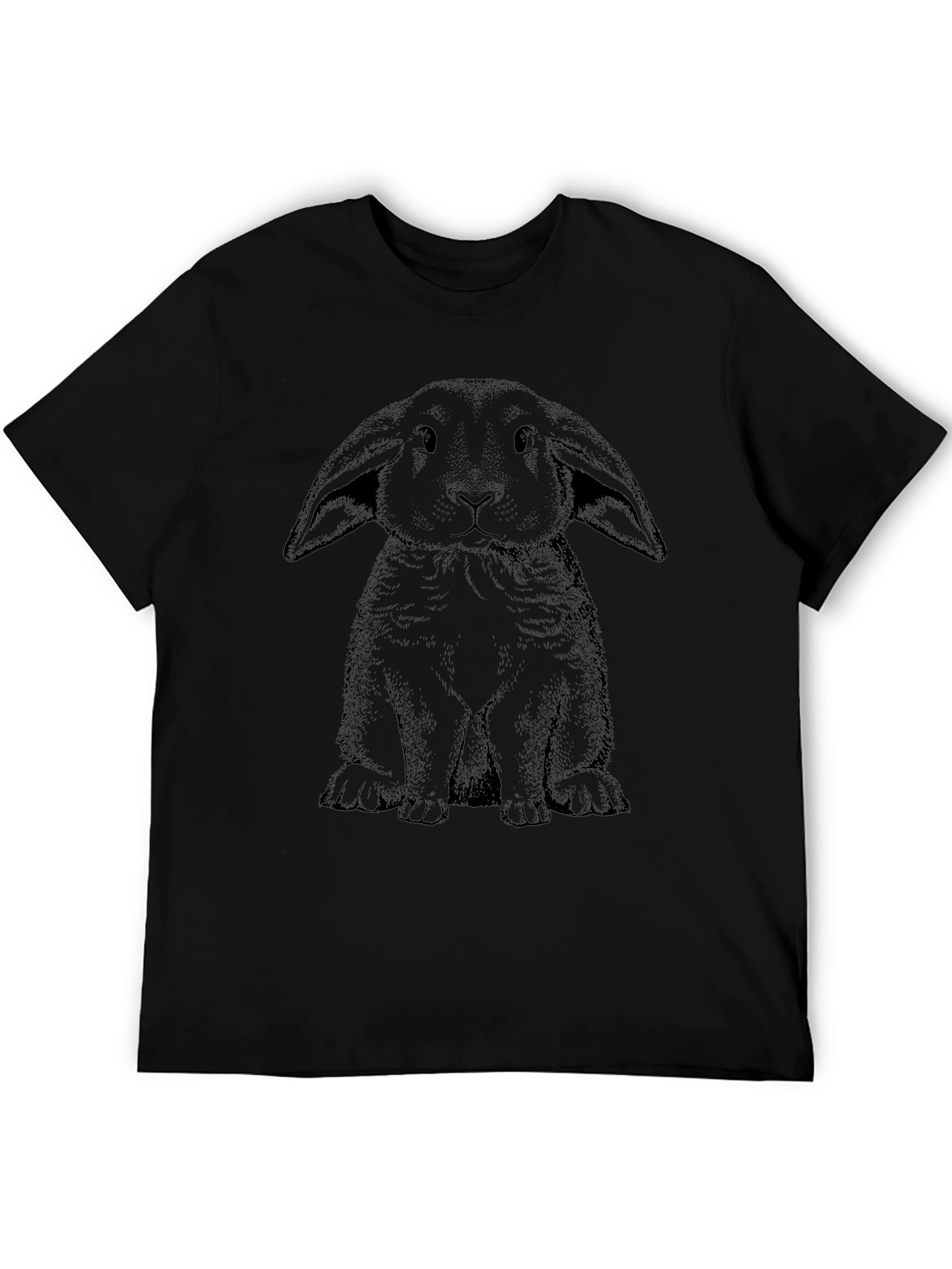 Black T-Shirt with Bunny Graphic