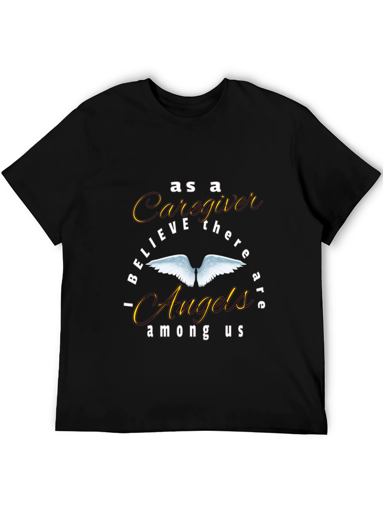 Caregiver Angel Wings Graphic Tee - Black
